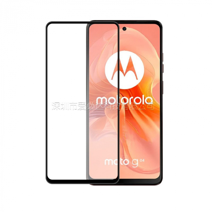 Folie Sticla Securizata, Flippy, Compatibila cu Motorola Moto g04, Full Glue, Margini Negre, Transparent [1]