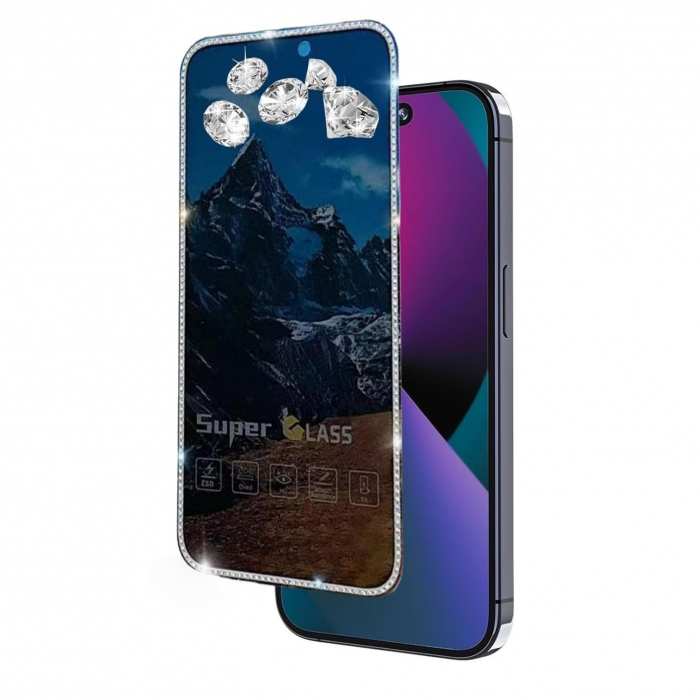 Folie de Protectie, Flippy, pentru iPhone 15 Pro Max, Privacy Tempered Glass cu Pietricele, ESD, HD, Transparent [1]