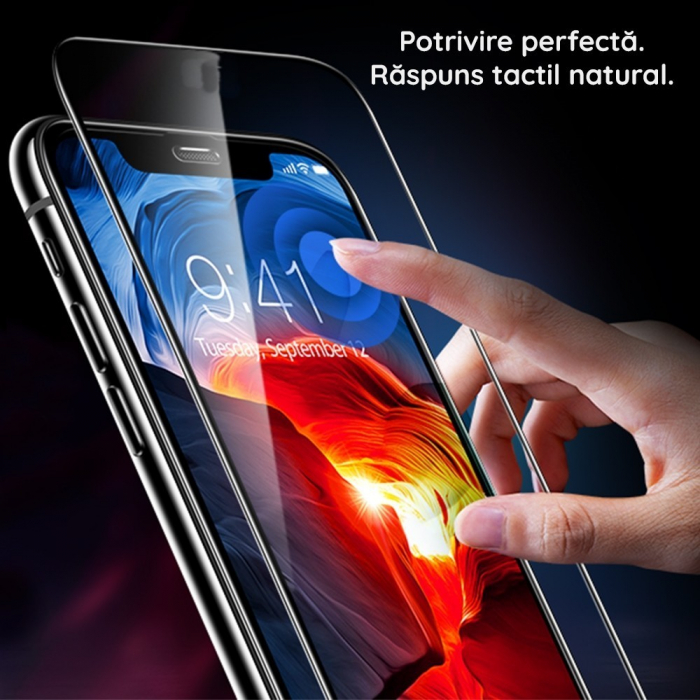 Folie Sticla Securizata pentru Samsung Galaxy A55, Flippy, Sticla de Protectie Compatibila cu Samsung Galaxy A55, Full Cover 111D, HD, Margini Negre, Transparenta [2]