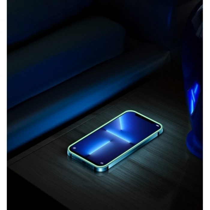 Folie Sticla Securizata Flippy, Luminous, compatibila cu Apple iPhone 12, Margine fosforescenta verde [7]