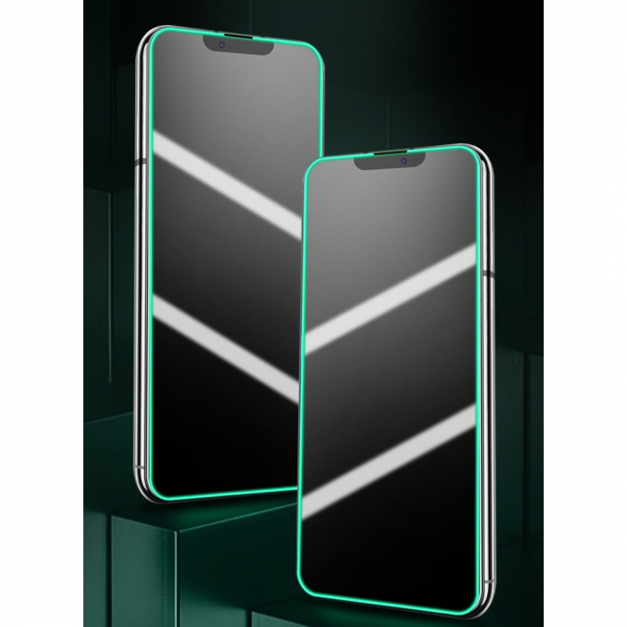 Folie Sticla Securizata Flippy, Luminous, compatibila cu Apple iPhone 12 Pro, Margine fosforescenta verde [11]