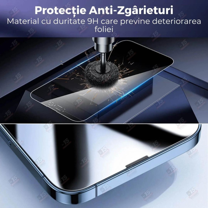 Folie Sticla Securizata, Flippy, Pentru Apple iPhone 16 Plus, Privacy Classic, 2.5D, Confidentialitate 30°, Negru Transparent [5]