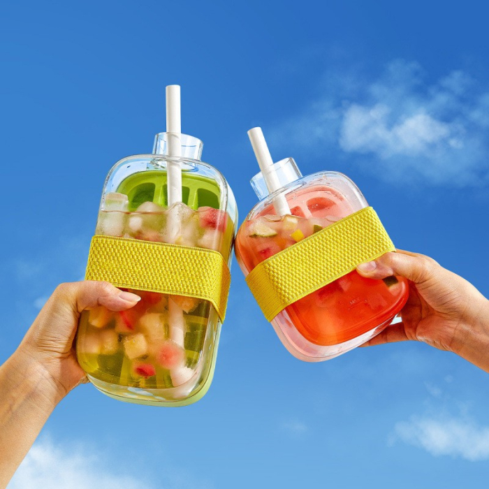 Forma de Gheata, Flippy, 2in1, Tip Sticla cu Pai, 500 ml, 12 Cuburi, 16.3 x 10.8 x 8 cm, Alb [6]