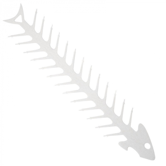 Forma pentru Frigarui, Flippy, Model Oase de Peste, din Otel Inoxidabil, Instrument pentru Gratar, BBQ, cu Deschizator de Sticle, 30x6 cm, Argintie [1]