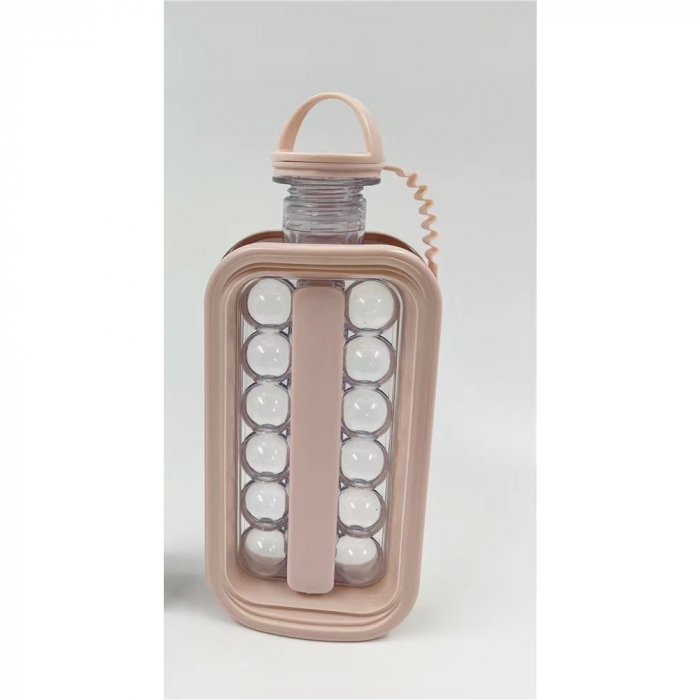 Forma pentru Gheata 2 in 1 Portabila, Flippy, sub Forma de Sticla, Sfere, Diametru 3 cm, Multifunctional, 17 Bilute, 27.5 x 11.4 x 5.5 cm, Culoare Roz Pal [5]