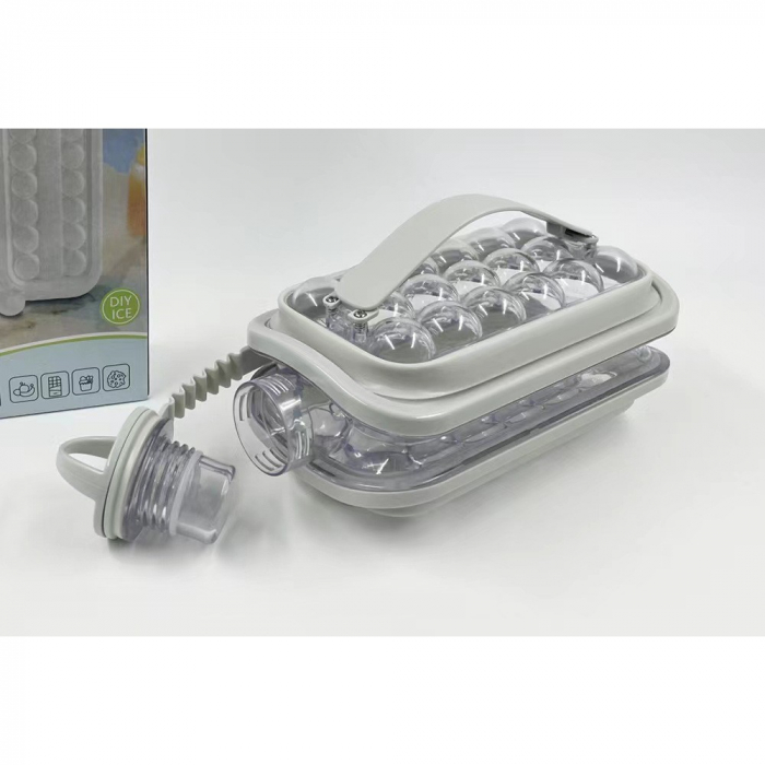 Forma pentru Gheata 2 in 1 Portabila, Flippy, Tavita sub Forma de Sticla, Diametru 3 cm, Multifunctional, 17 Bilute de Gheata, 27.5 x 11.4 x 5.5 cm, Culoare Alb [6]