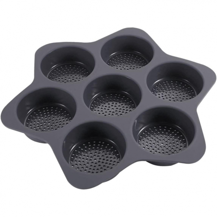Forme de Silicon pentru Copt, Flippy, 7 Forme Rotiunde, pentru Burgeri si Prajituri, 38.5 x 4 cm, Negru [7]
