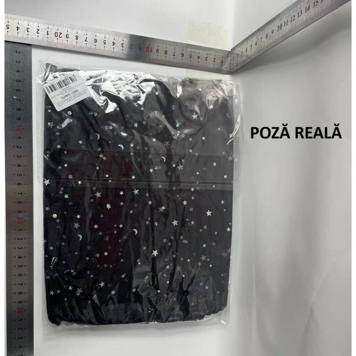 Fusta LED pentru Copii, Flippy, Tutu de Balet pentru Fetite cu Luminite Multicolore Incorporate, Model Stelute, 30 cm Lungime, Negru [4]