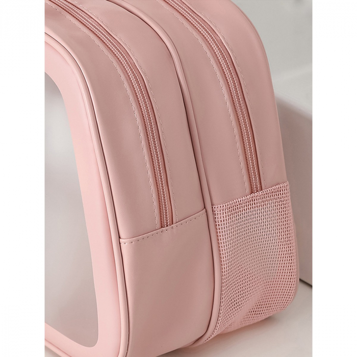 Geanta Cosmetice de Voiaj, Flippy, Dubla Compartimentare, Impermeabila, Translucida Mata, 35 x 22 x 15 cm, Roz [11]