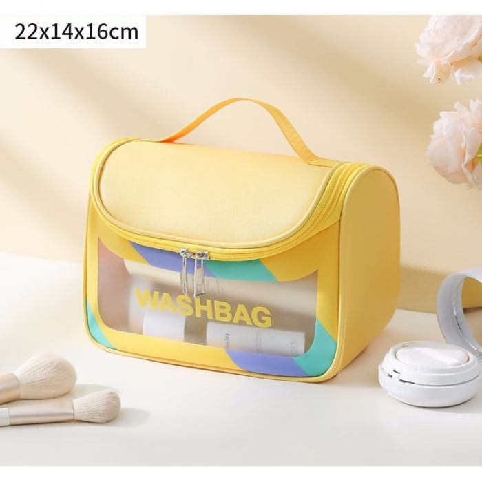 Geanta Cosmetice de Voiaj Flippy, Impermeabila, Translucida Mata, 22 x 16 x 14 cm, Galben [3]