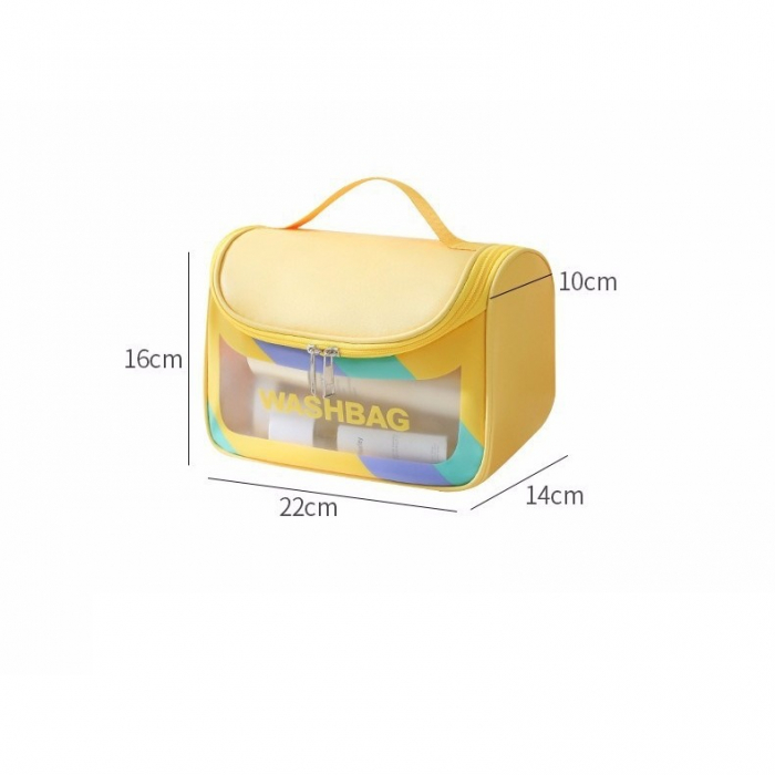 Geanta Cosmetice de Voiaj Flippy, Impermeabila, Translucida Mata, 22 x 16 x 14 cm, Galben [11]