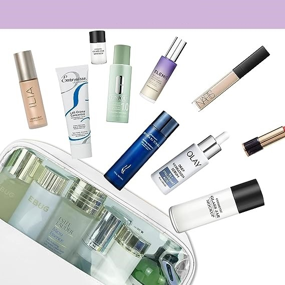 Lichidare Geanta cosmetice Flippy, pentru voiaj sau organizare, material PVC/textil, impermeabila, portabila, 26 x 15 x 10 cm, alb [3]