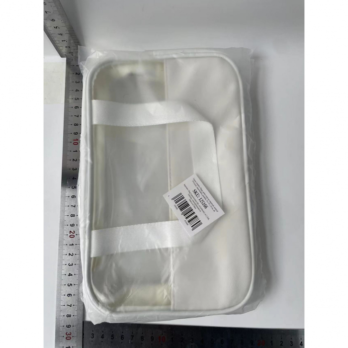 * LICHIDARE STOC * Geanta cosmetice Flippy, pentru voiaj sau organizare, material PVC/textil, impermeabila, portabila, 26 x 15 x 10 cm, alb [9]