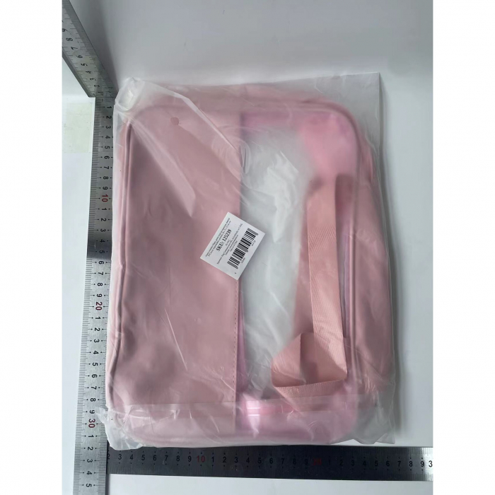 Geanta cosmetice Flippy, pentru voiaj sau organizare, material PVC/textil, impermeabila, portabila, 30 x 21 x 12 cm, roz [8]