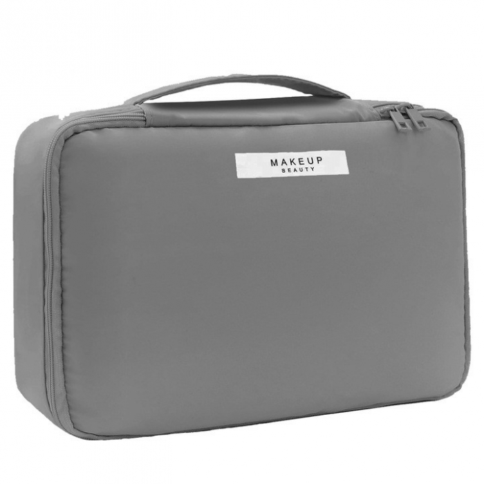Geanta de Calatorie, Flippy, pentru Cosmetice si Articole de Toaleta, Material Impermeabil, 2 in 1, Portfard Interior Detasabil, 23 x 16 x 8 cm, Gri [1]