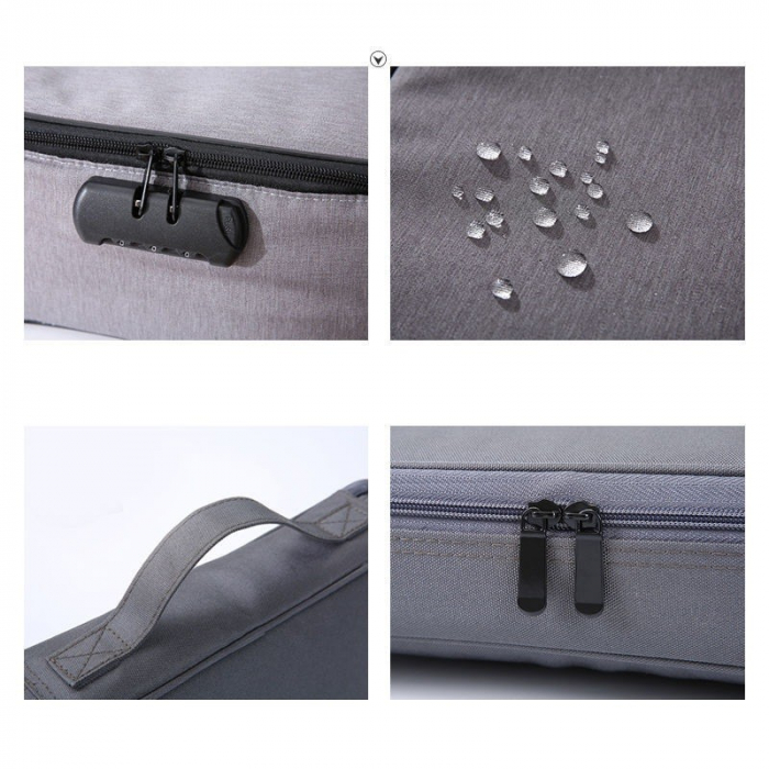 Geanta Flippy pentru Depozitare Acte si Documente, Facturi, Carduri, cu Cod de Securitate, 2 Compartimente, Impermeabila, 37 x 10.5 x 27 cm, Gri [15]