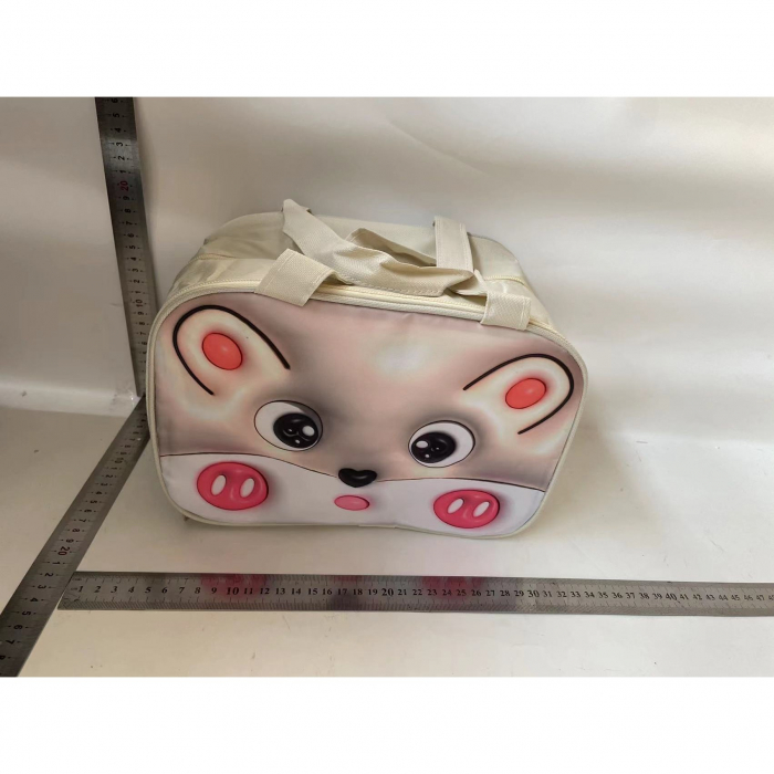 Geantă Frigorifică, Flippy, cu Desene Animat 3D, Portabilă pentru Copii, de Prânz, din Pânză Oxford, 27.5x18x20 cm, Model Soricel, Bej [2]