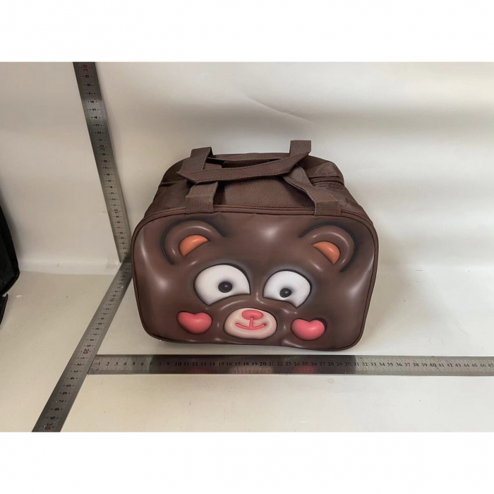 Geantă Frigorifică, Flippy, cu Desene Animat 3D, Portabilă pentru Copii, de Prânz, din Pânză Oxford, 27.5x18x20 cm, Model Ursulet, Maro [2]