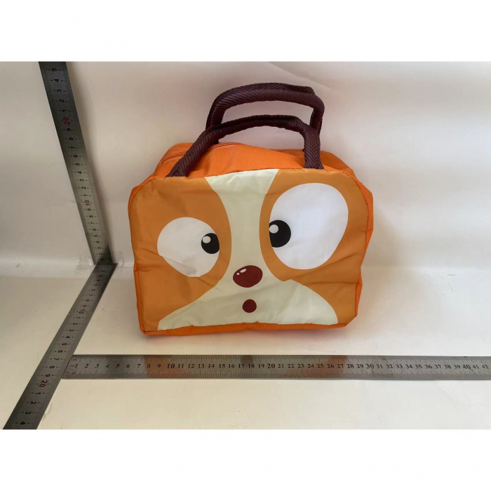 Geantă Frigorifică, Flippy, cu Desene Animat, Portabilă pentru Copii, de Prânz, din Pânză Oxford, 22x14x19 cm, Model Catelus, Maro [2]