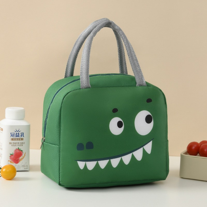 Geantă Frigorifică, Flippy, cu Desene Animat, Portabilă pentru Copii, de Prânz, din Pânză Oxford, 22x14x19 cm, Model Crocodil, Verde [3]