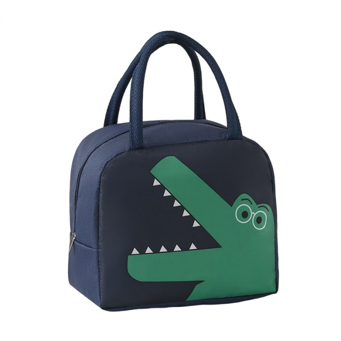 Geantă Frigorifică, Flippy, cu Desene Animat, Portabilă pentru Copii, de Prânz, din Pânză Oxford, 22x14x19 cm, Model Dinozaur, Albastru [1]