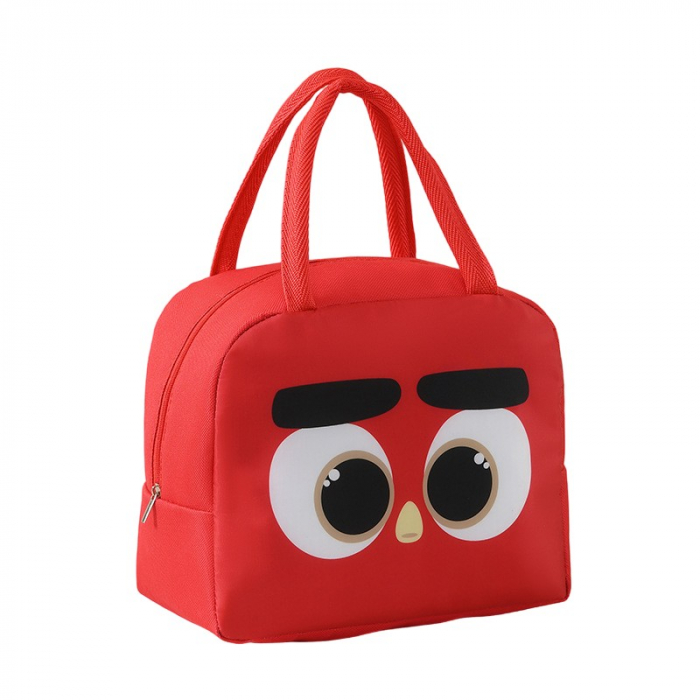 Geantă Frigorifică, Flippy, cu Desene Animat, Portabilă pentru Copii, de Prânz, din Pânză Oxford, 22x14x19 cm, Model Pasare, Rosu [1]