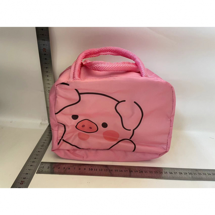 Geantă Frigorifică, Flippy, cu Desene Animat, Portabilă pentru Copii, de Prânz, din Pânză Oxford, 22x14x19 cm, Model Purcelus, Roz [2]