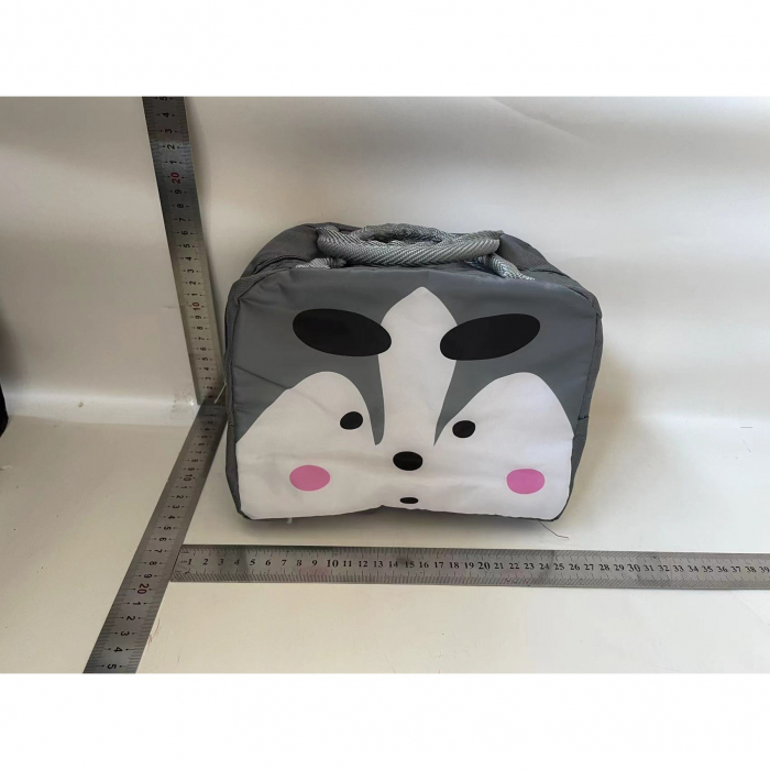 Geantă Frigorifică, Flippy, cu Desene Animat, Portabilă pentru Copii, de Prânz, din Pânză Oxford, 22x14x19 cm, Model Vulpe, Gri [2]