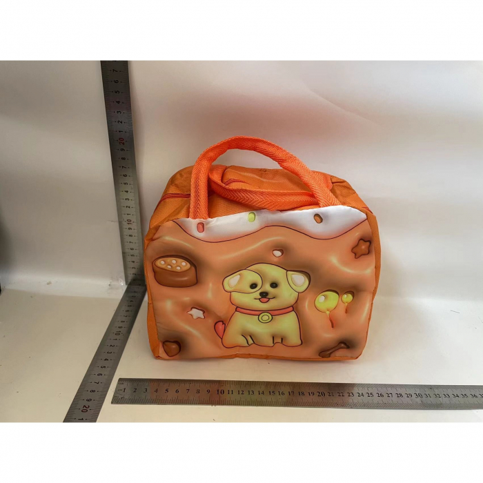 Geantă Frigorifică, Flippy, cu Desene Animate 3D, Portabilă pentru Copii, de Prânz, din Pânză Oxford, 23x13x19 cm, Model Catelus, Maro [2]