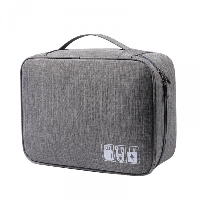 Geanta Organizatoare Flippy, Pentru Cabluri si Accesorii, Portabila, Impermeabila, 24,5 x 18 x10cm, Gri [9]