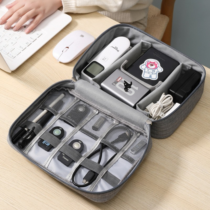 Geanta Organizatoare Flippy, Pentru Cabluri si Accesorii, Portabila, Impermeabila, 24,5 x 18 x10cm, Gri [8]