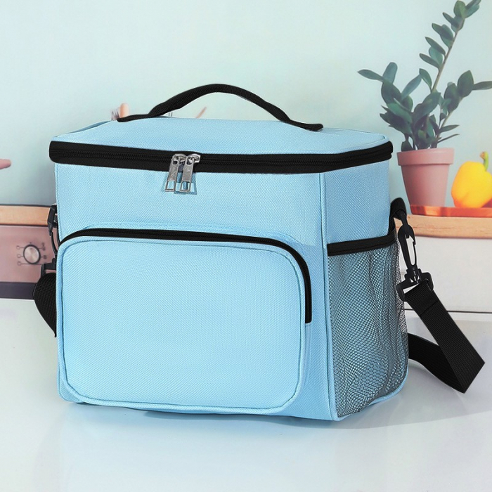 Geanta pentru Picnic cu izolare termica, Flippy, Multifunctionala, Compartimentata, 2 Tipuri de Manere, Impermeabila, 26x24x17 cm, Albastru Deschis [1]