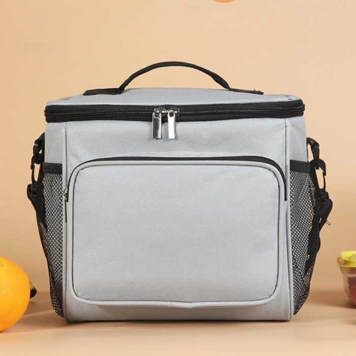 Lichidare Geanta pentru Pranz, Flippy, Multifunctionala, Compartimentata, 2 Tipuri de Manere, Impermeabila, 26x24x17 cm, Gri [5]