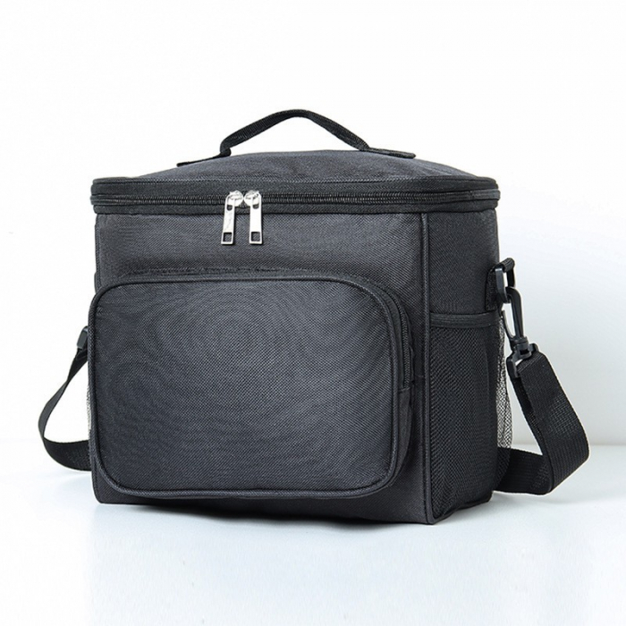 Geanta pentru Picnic cu izolare termica, Flippy, Multifunctionala, Compartimentata, 2 Tipuri de Manere, Impermeabila, 26x24x17 cm, Negru [1]
