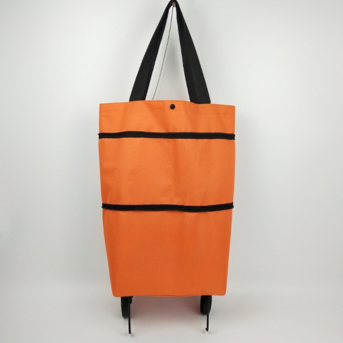 Geanta Pliabila, Flippy, 2 in 1, Carucior cu Roti, pentru Cumparaturi, 19 l, Portocaliu, Plastic, 39 x 46 x 12 cm [2]