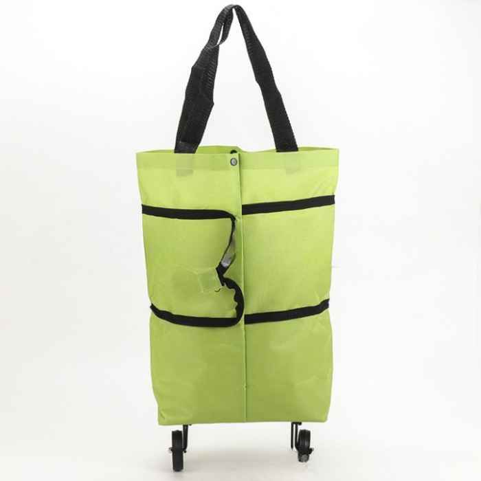 Geanta Pliabila, Flippy, 2 in 1, Carucior cu Roti, pentru Cumparaturi, 19 l, Verde, Plastic, 39 x 46 x 12 cm [8]