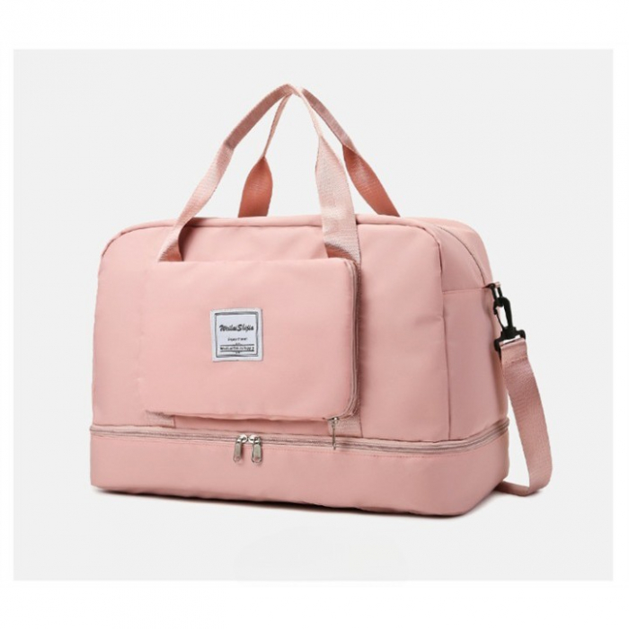 Geanta Pliabila, Flippy, pentru Voiaj, Buzunare Multiple, de Mana, Impermeabila, Material Textil, Capacitate 8 Kg, Dimensiune Deschisa 42x28x10 cm, Roz [11]