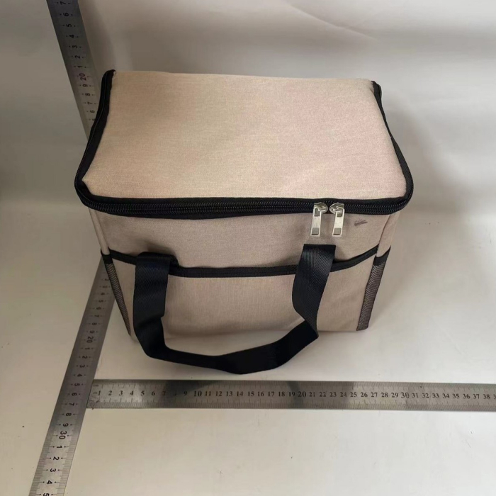 Geanta Termica Flippy pentru Pranz, Compartimente Telefon si Tacamuri, Multifunctionala, Impermeabila, 24x18x21 cm, Crem [2]
