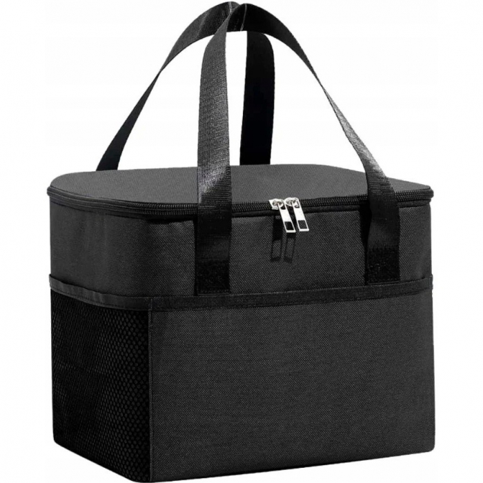 Geanta Termica Flippy pentru Pranz, Compartimente Telefon si Tacamuri, Multifunctionala, Impermeabila, 24x18x21 cm, Negru [5]