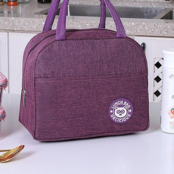 Geanta Termica pentru Pranz, Flippy, Multifunctionala, Compartimentata, Impermeabila, cu Manere, Buzunar Exterior, 22x14x19 cm, Mov [5]