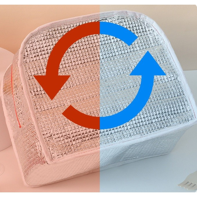 Geanta Termoizolanta pentru Copii, Flippy, 23x13x19 cm, Model Imprimeu Catel, din Folie de Aluminiu si Panza Oxford, Albastru/Alb [8]