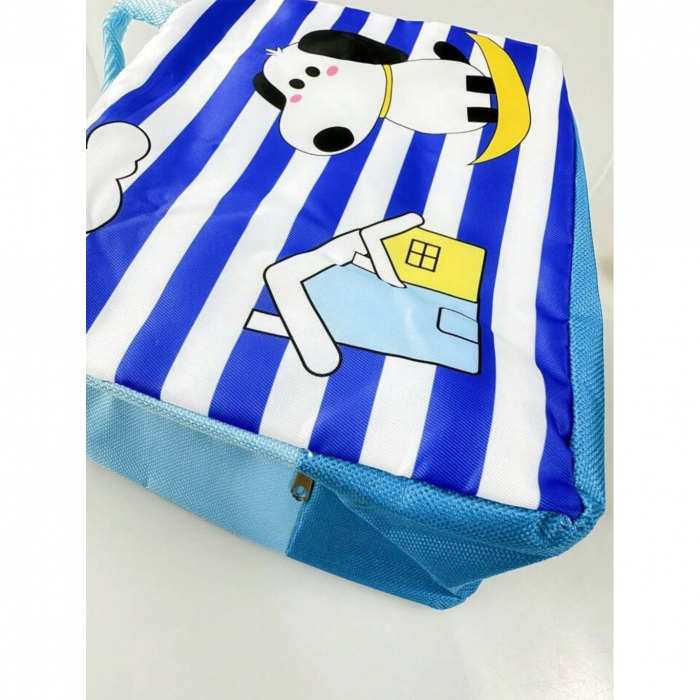Geanta Termoizolanta pentru Copii, Flippy, 23x13x19 cm, Model Imprimeu Catel, din Folie de Aluminiu si Panza Oxford, Albastru/Alb [3]