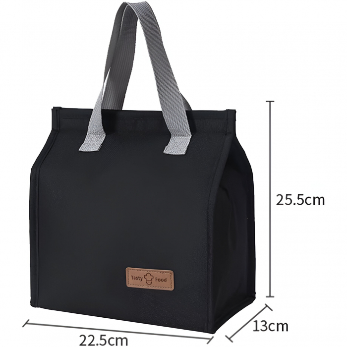 Geanta Termoizolanta Tip Bento Bag Flippy, Camping Cooler, Aluminiu, 22.5x13x25,5 cm, 3.3 L, Negru [2]
