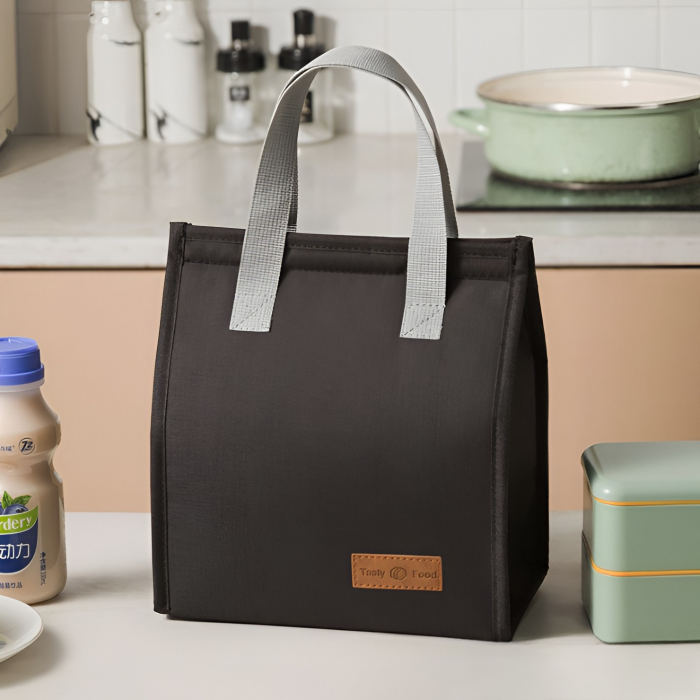 Lichidare Geanta Termoizolanta Tip Bento Bag Flippy, Camping Cooler, Aluminiu, 22.5x13x25,5 cm, 3.3 L, Negru [5]