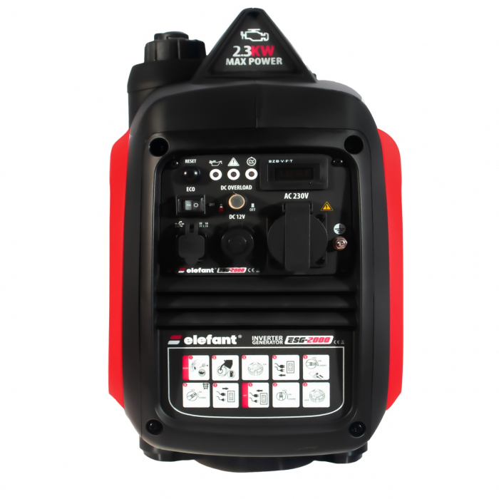 Generator cu Invertor ESG-2000 ELEFANT, Iesire curent 2,3 kW, Siguranta de pornire, indicator de benzina, porturi USB [3]