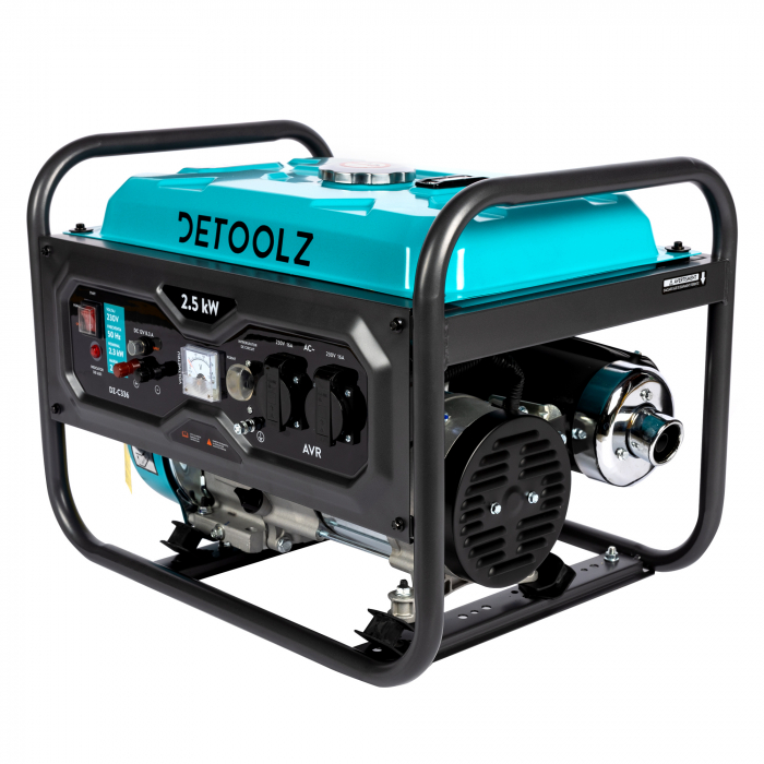 Generator Detoolz 2.5kW 2 prize 230V benzina, 4T, pornire manuala 15L fara roti G01 [3]
