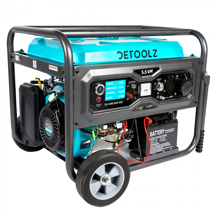 Generator Detoolz 5.5kW 2P230 B4T pornire electrica 25L cu roti G02 [25]