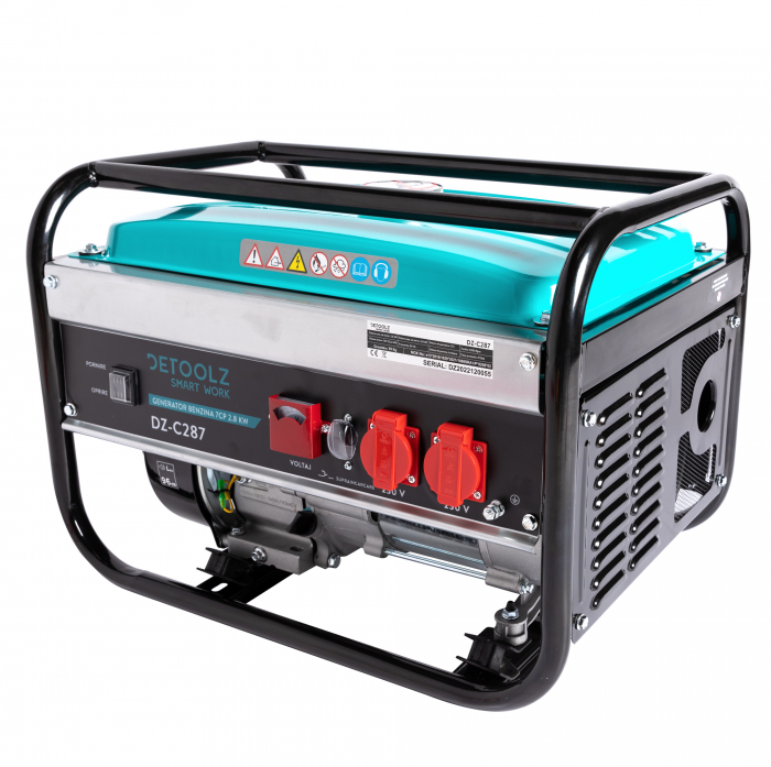 Generator pe benzina Detoolz DZ-C287, 7 Cp, 2.8 kW, 10 h, 2 timpi [3]
