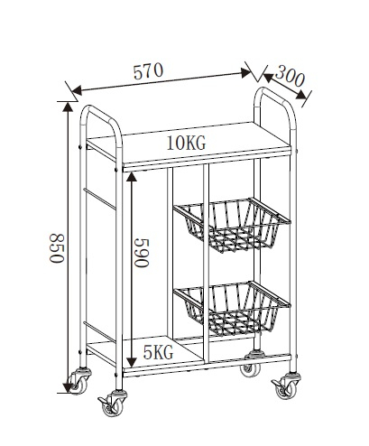 Gheridon multifunctional Tor, negru, 57x30x85 cm [5]