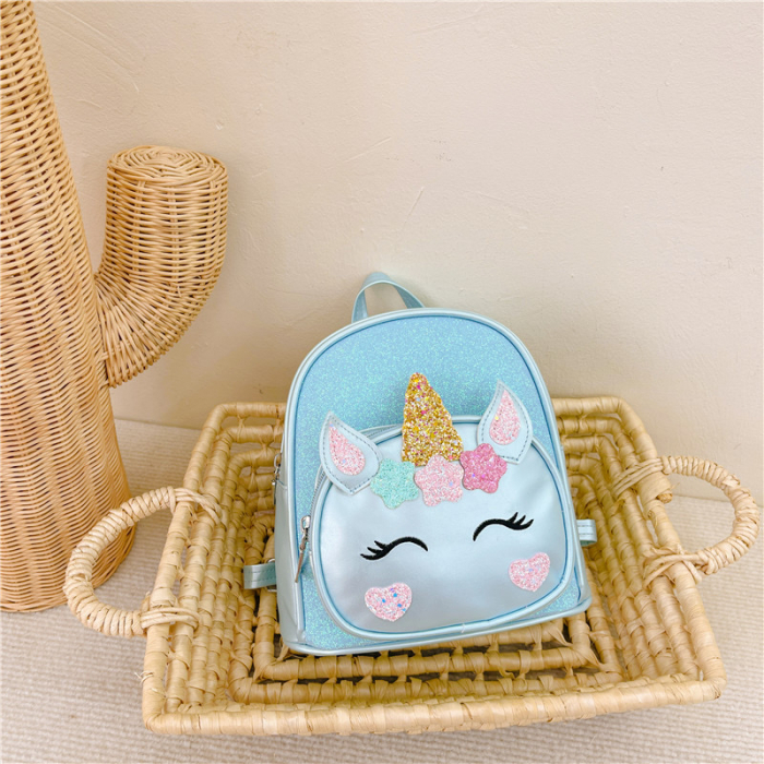 Ghiozdan gradinita cu sclipici Unicorn Albastru - 22 x 22 x 16cm [1]